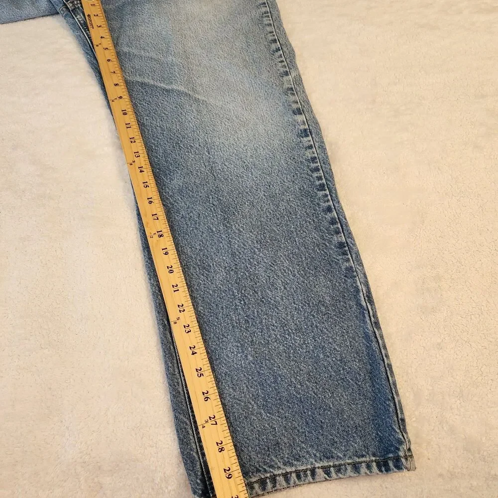 Carhartt Jeans Mens 42x30 Blue Traditional Fit Cotton Denim Distressed Worn Work